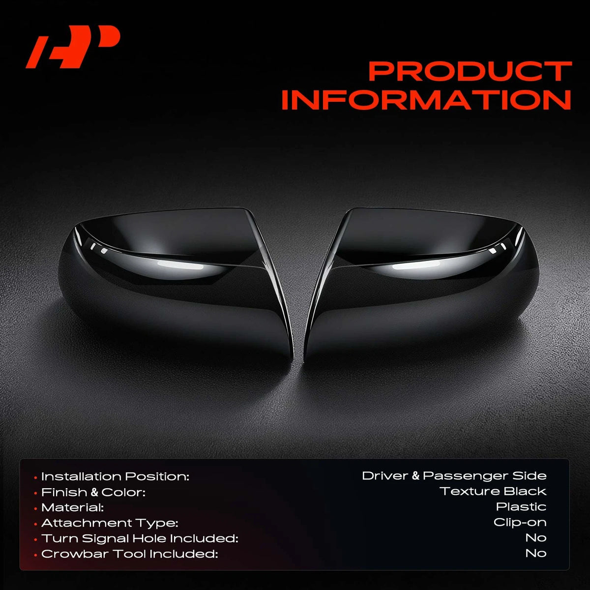 2X Mirror Cover Cap Texture Black for Kia Soul (2020–2021) 87616-K000000, 87626-K000000
