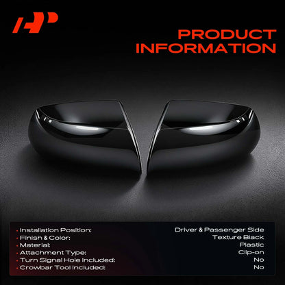 2X Mirror Cover Cap Texture Black for Kia Soul (2020–2021) 87616-K000000, 87626-K000000