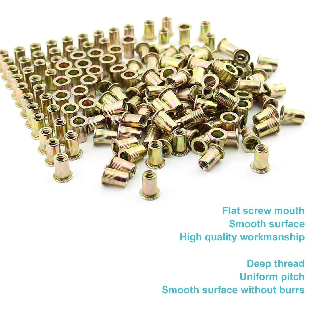 100Pcs 1/4"-20 UNC Rivet Nuts, Carbon Steel Zinc Plated