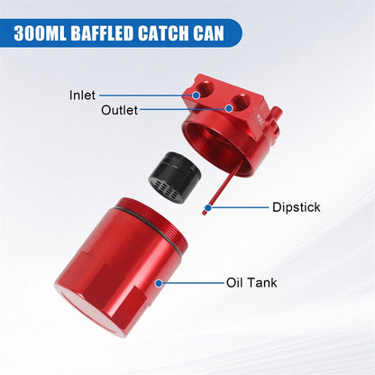 300ML Baffled Oil Catch Can Kit for Universal Applications (EV01516RD)