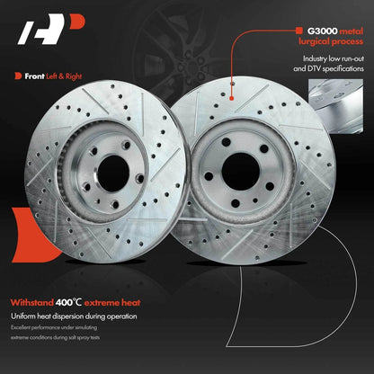 Front Drilled Rotors & Ceramic Brake Pads for Ford Fusion Lincoln MKZ (2013–2020)