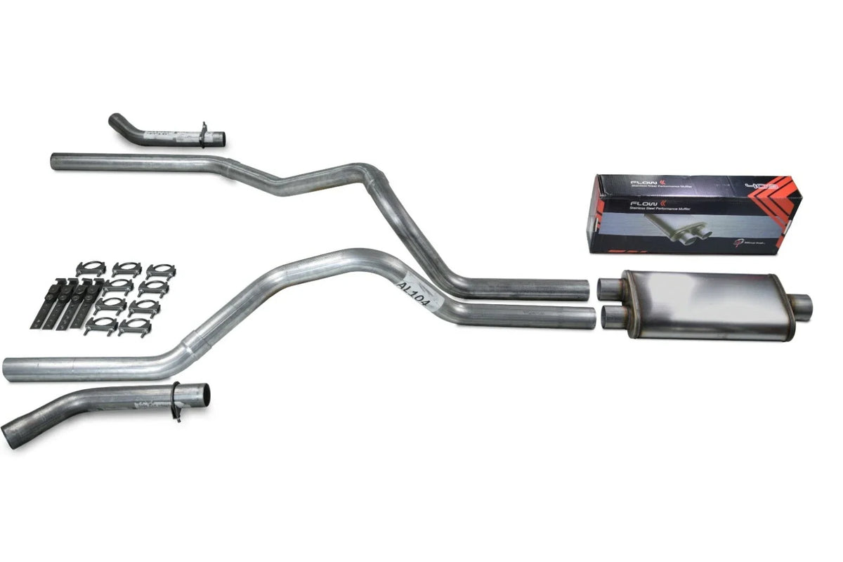 2.5" Dual Exhaust Kit for Chevy GMC 1500 (1999–2006) - Flow II, Stainless, Corner Exit