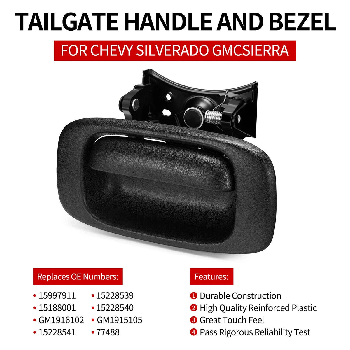Tailgate Door Handle & Bezel for Chevy Silverado GMC Sierra (1999–2007)