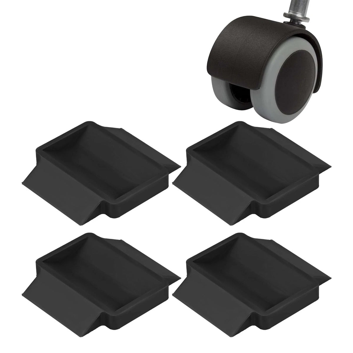 Set of 4 Silicone Furniture Caster Cups, Black, Floor Protector