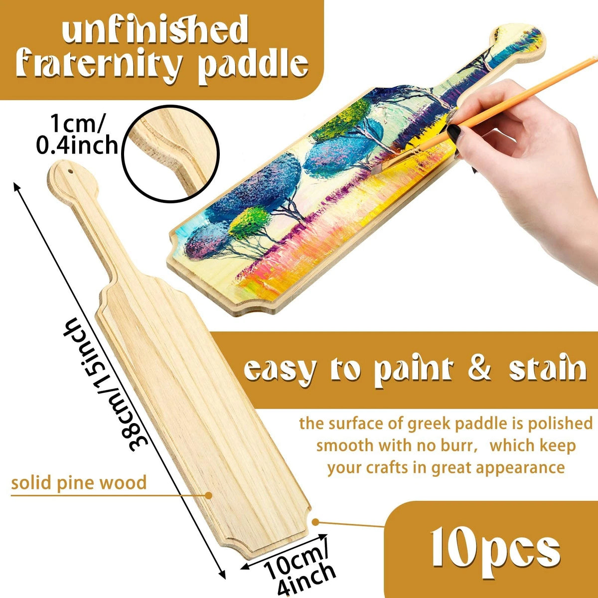 10X 15 Inch Unfinished Wooden Paddle for Sorority Greek Fraternity