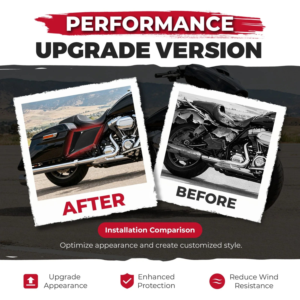 Stretched Extended Side Covers for Harley Street Road Glide (1989–2013)