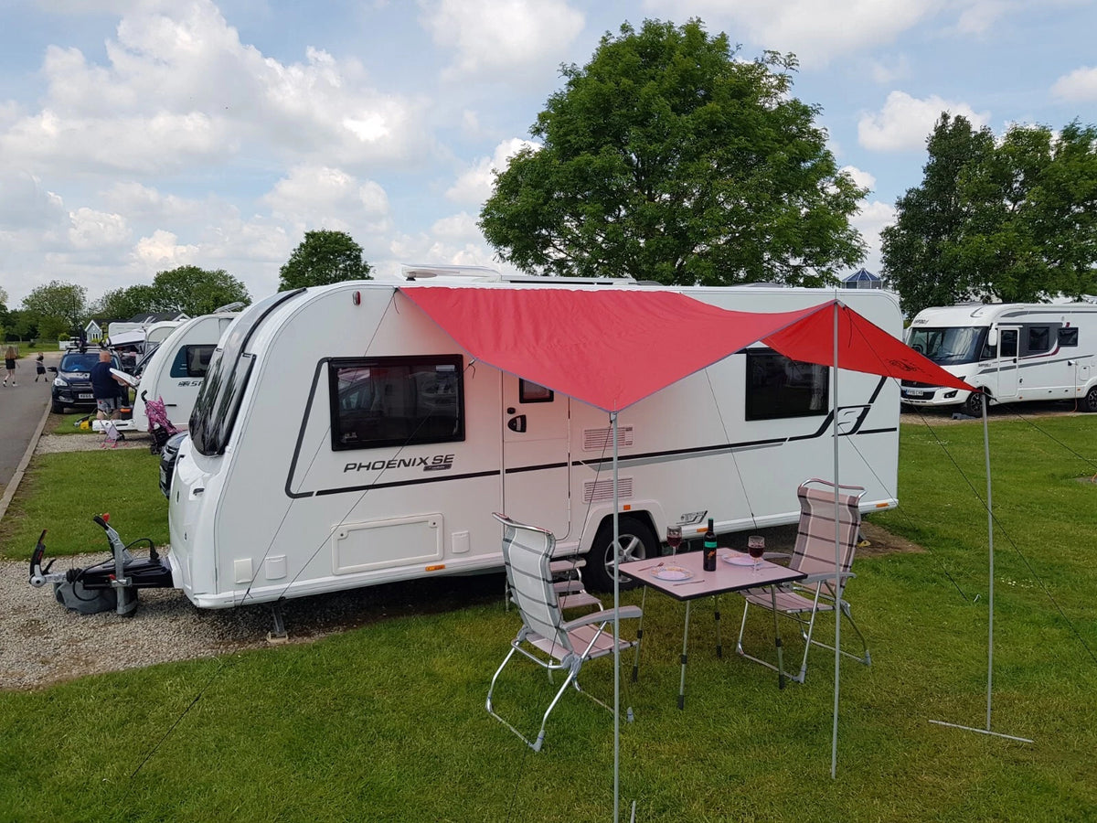 Awning Canopy for Caravan Campervan (2.4m x 3m) Red Deluxe Set