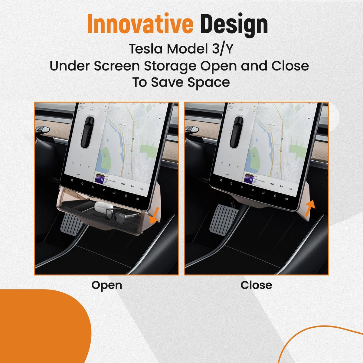 Snap-on Center Screen Storage Tray for Tesla Model Y/3 (2021–2024)