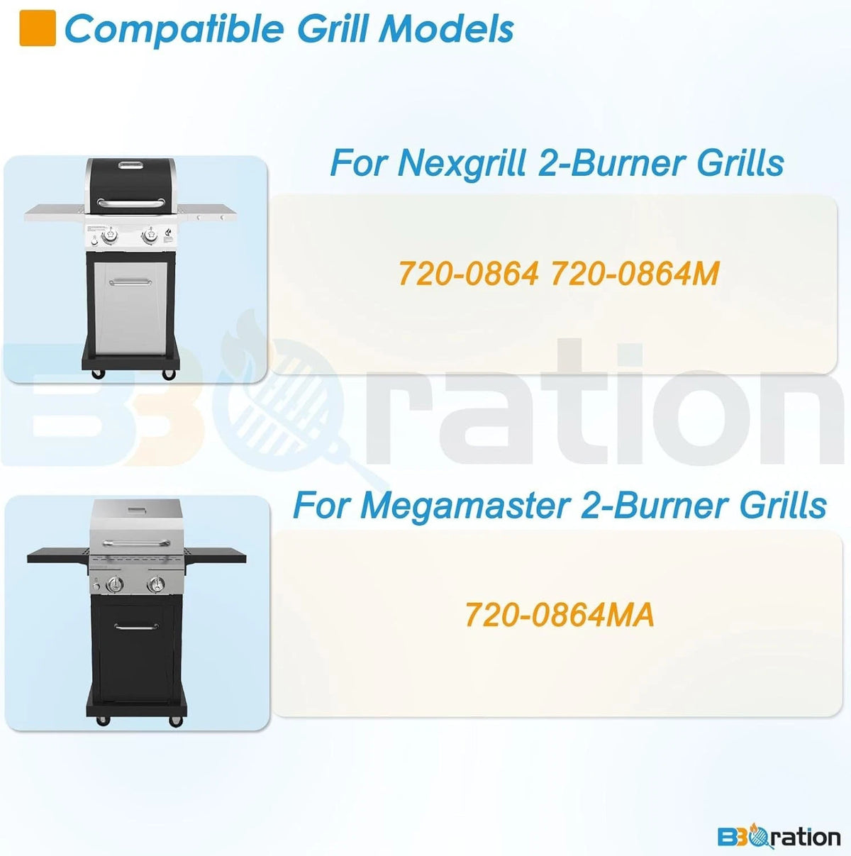 Set of 2 Stainless Steel Grill Replacement Parts for 2-Burner Grills