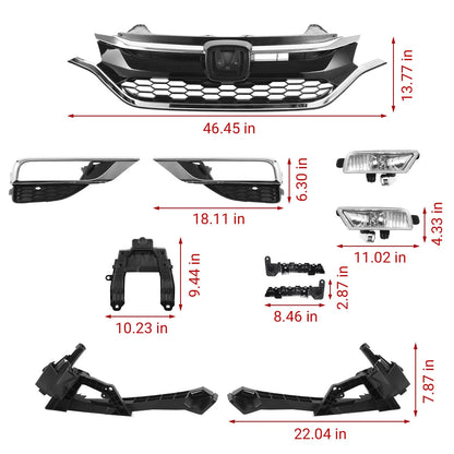 Set of 11 Front Grille Fog Light Bezels Bracket Kit for Honda CR-V (2015–2016)