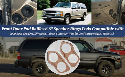 2X Front Door Pod Baffles 6.5" Speaker Rings for GM/GMC Silverado (2000–2006)