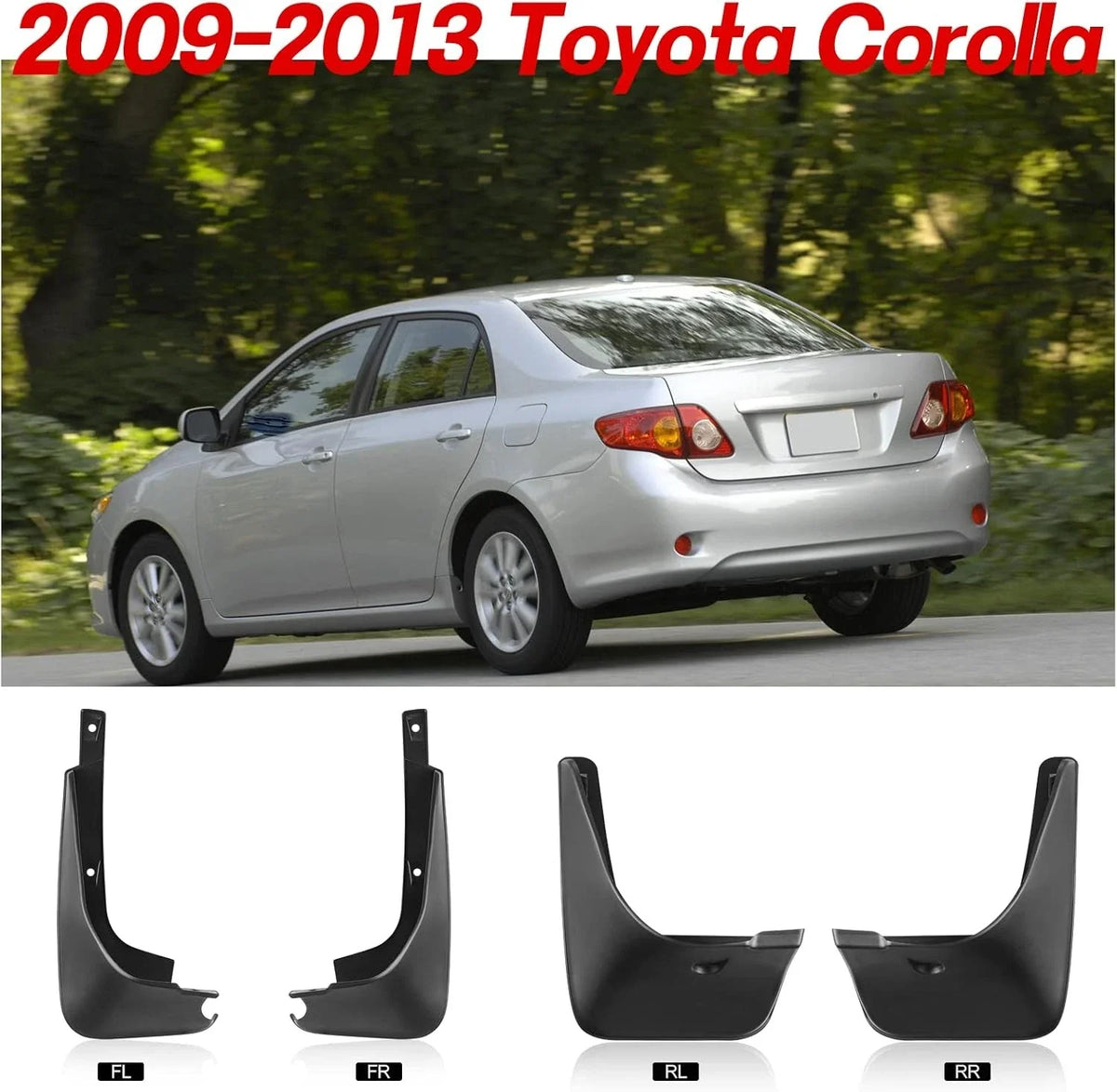 Front & Rear Splash Guards Mud Flaps for Toyota Corolla (2009–2013)