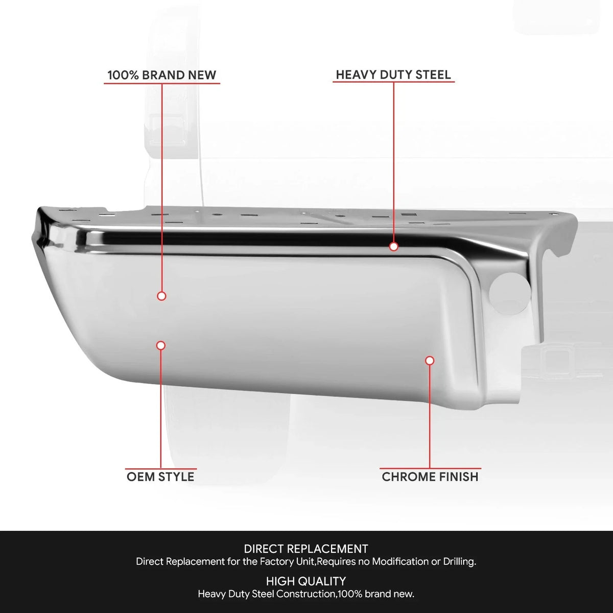 Chrome Rear Bumper Ends for Ford F-250 SD (2008–2016)