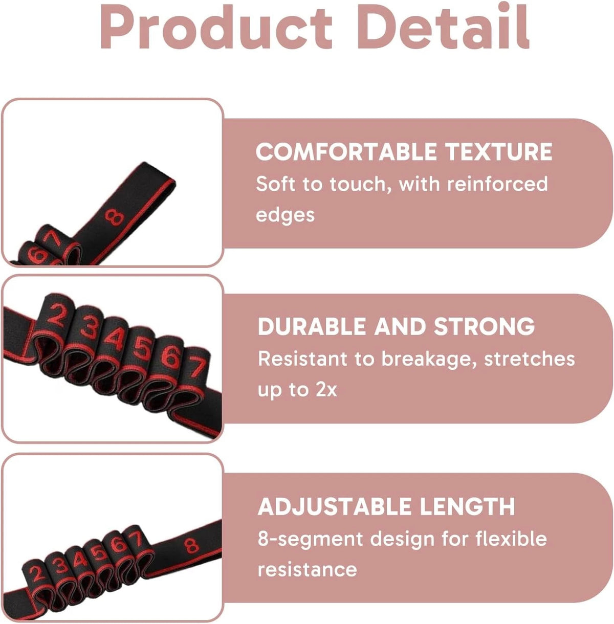 2Pcs Fitness Resistance Bands - 8 & 10 Level Numbered Bands