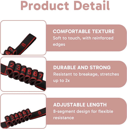 2Pcs Fitness Resistance Bands - 8 & 10 Level Numbered Bands