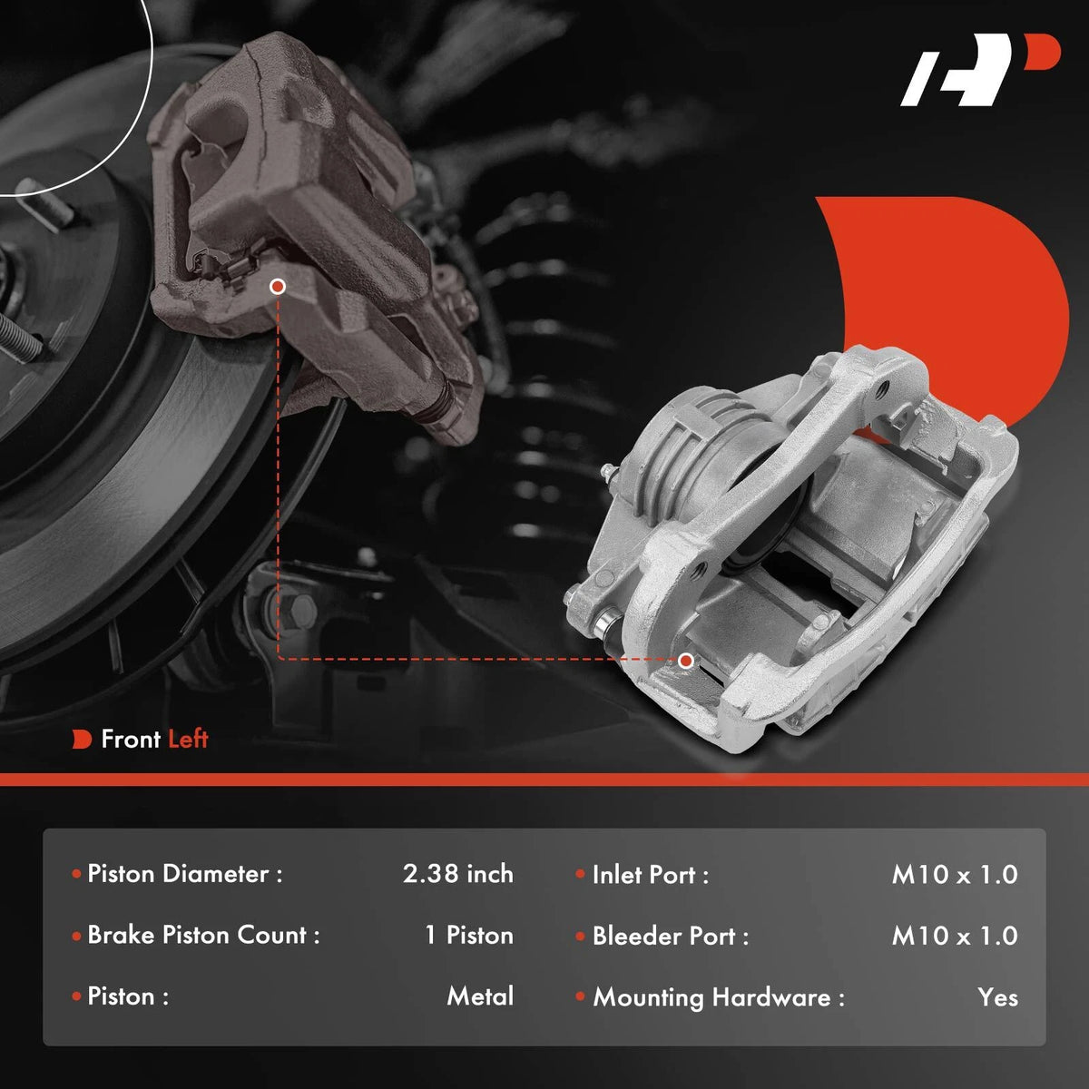 Front Left Brake Caliper with Bracket for Chevy Malibu (1997–2003) 18025188, 18026208, SLB1650