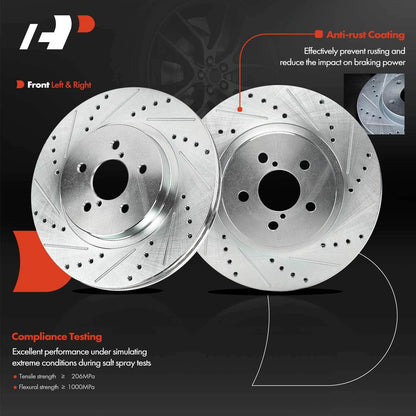 Set of 2 Front Side Drilled Brake Rotors for Subaru Impreza (2017–2023) S-12147042