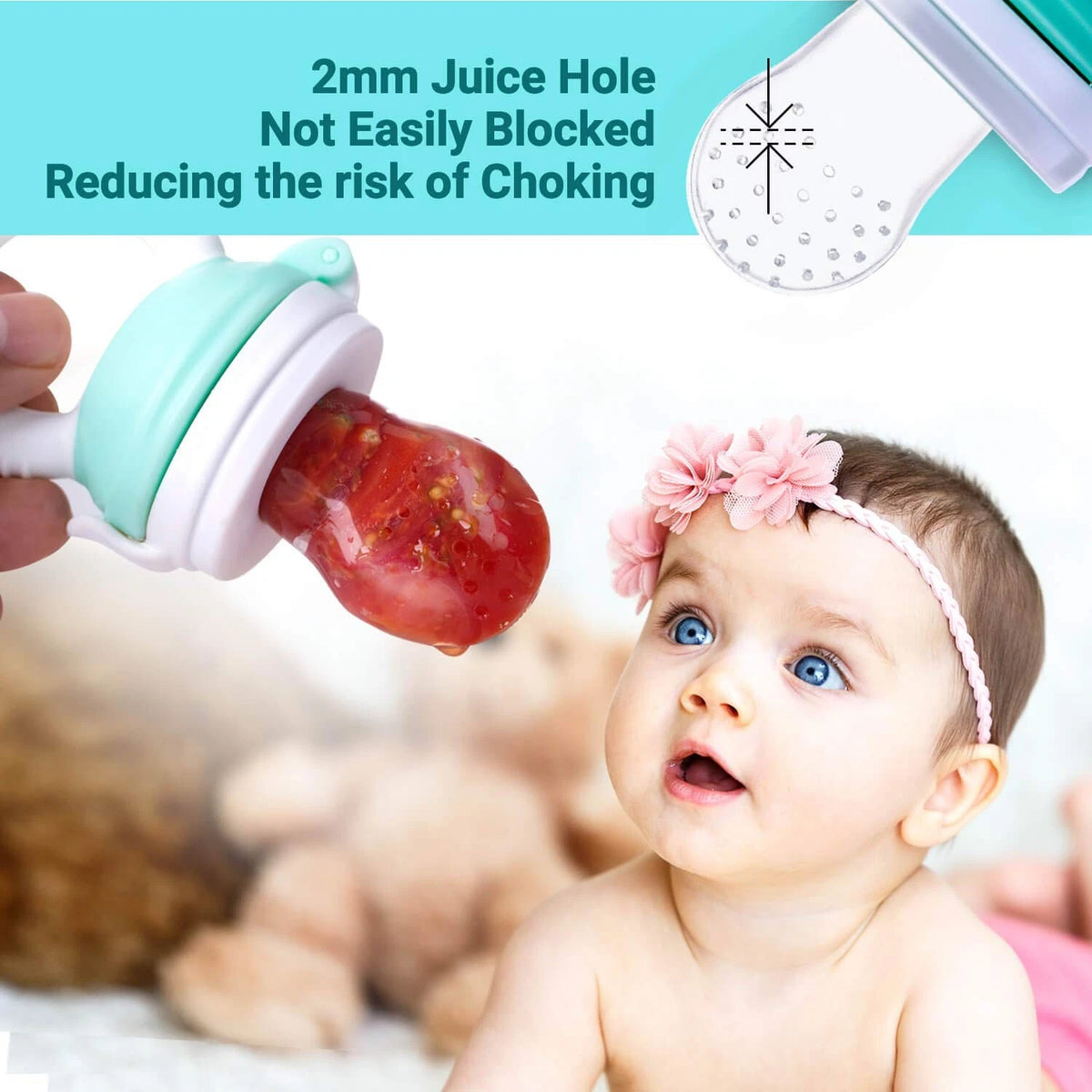 Baby Fruit Food Feeder Pacifier for Fresh Feeder (Pack of 1) - Cyan