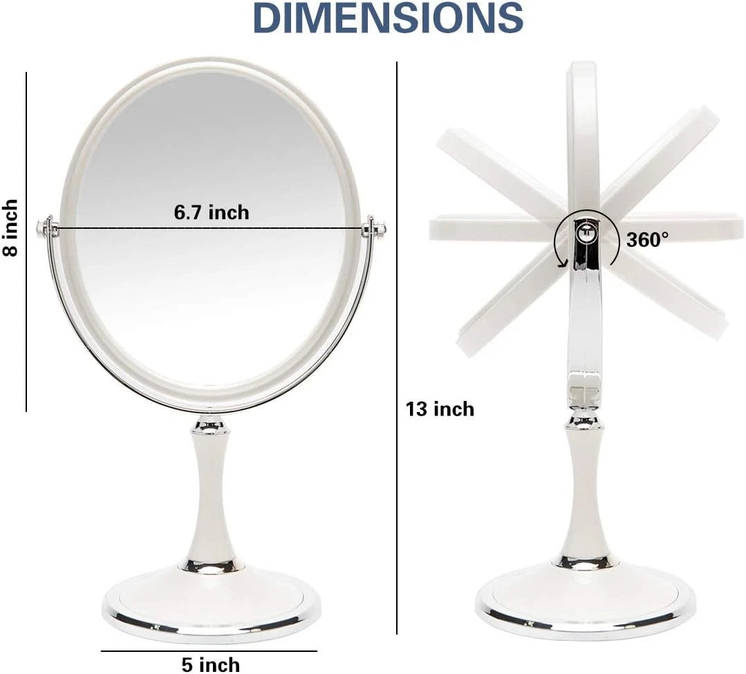 8-Inch Double Sided Swivel Table Mirror with Stand 1X/3X Magnification