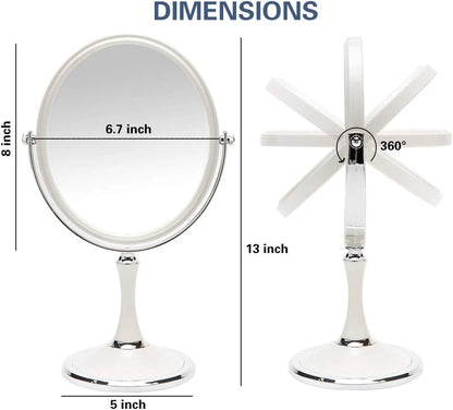 8-Inch Double Sided Swivel Table Mirror with Stand 1X/3X Magnification