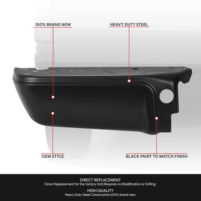 Rear Bumper Ends for Ford F-250 SD (2008–2016) w/o Sensor Holes, Black