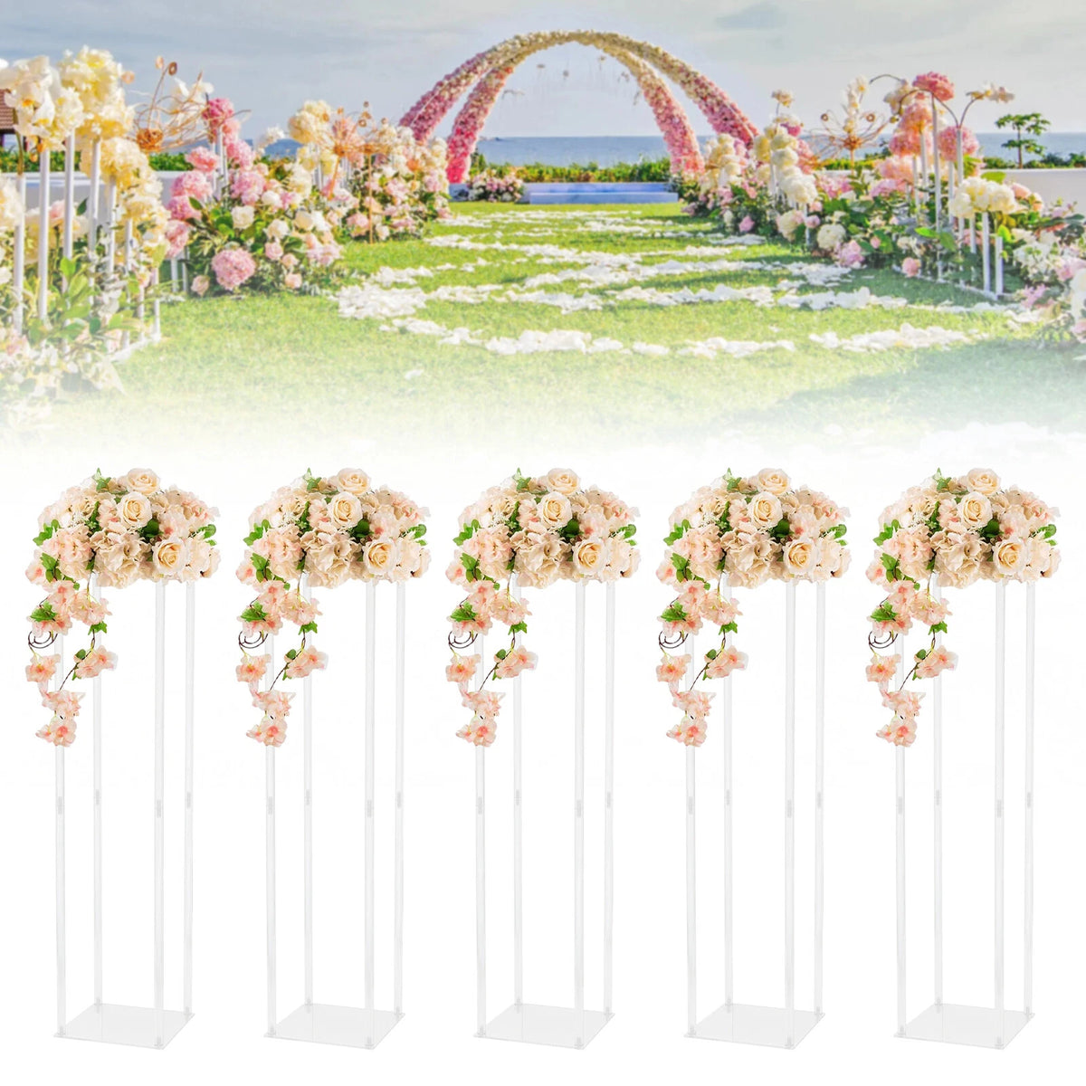 39" Clear Acrylic Tall Column Vase for Wedding Decor