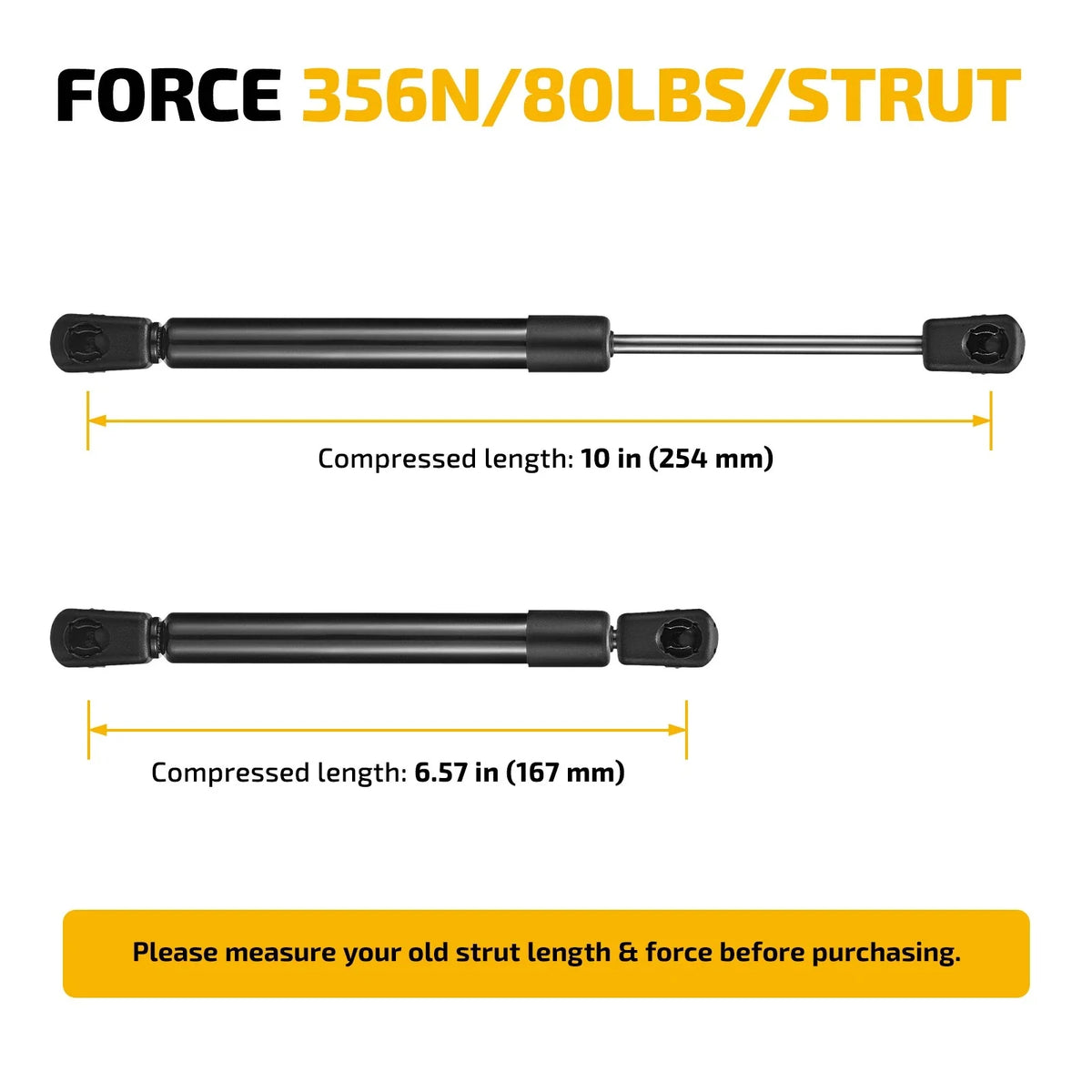 2X Lift Support Shock Struts 10 Inch 80 lb Gas for Universal Tool Box Cabinet