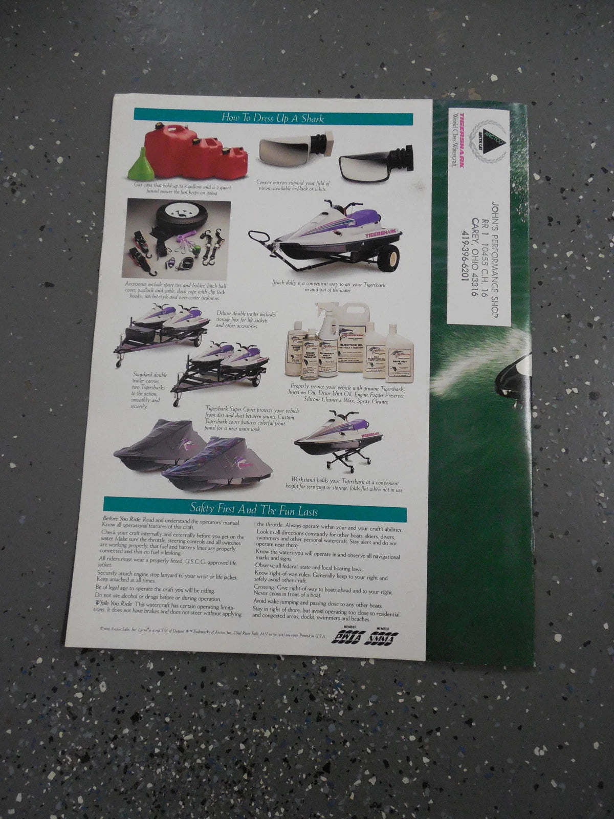 Sales Book Catalog for Arctic Cat Tigershark (1993)