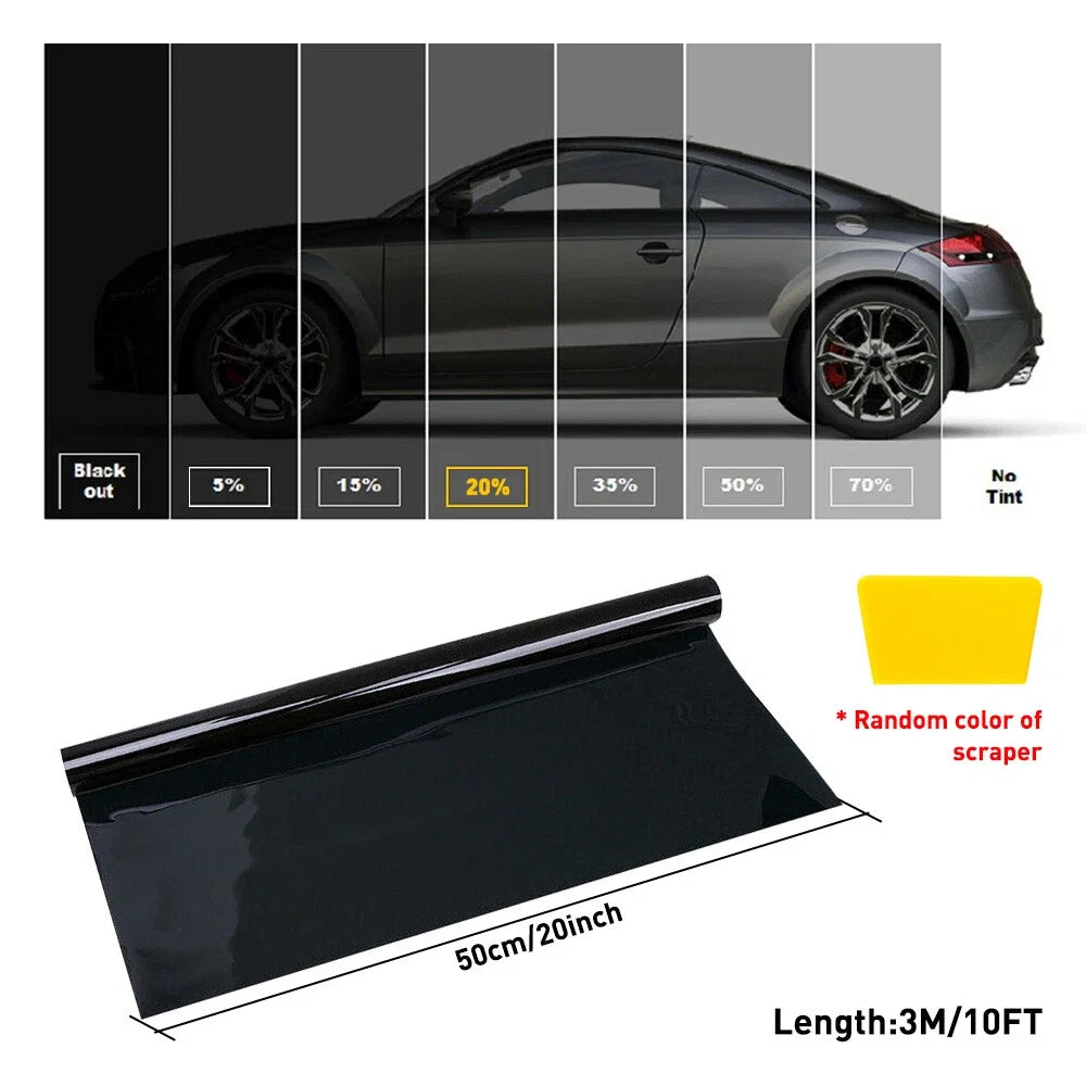 20% VLT Black Window Tint Film Roll for Car/Home (20" x 10ft)