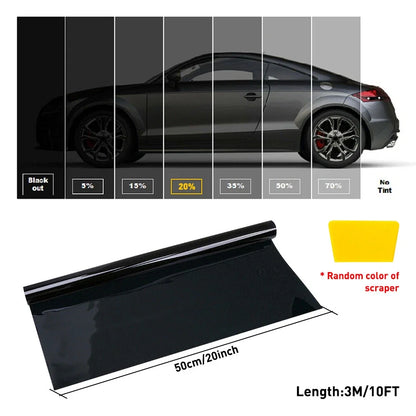 20% VLT Black Window Tint Film Roll for Car/Home (20" x 10ft)