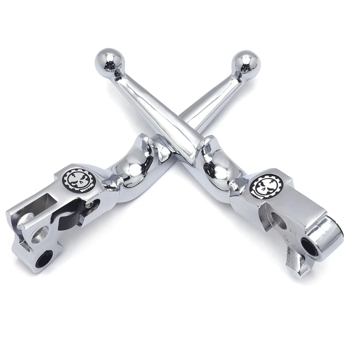 Chrome Skull Brake Clutch Levers for Harley Touring Road King FLHR (1996–2007)