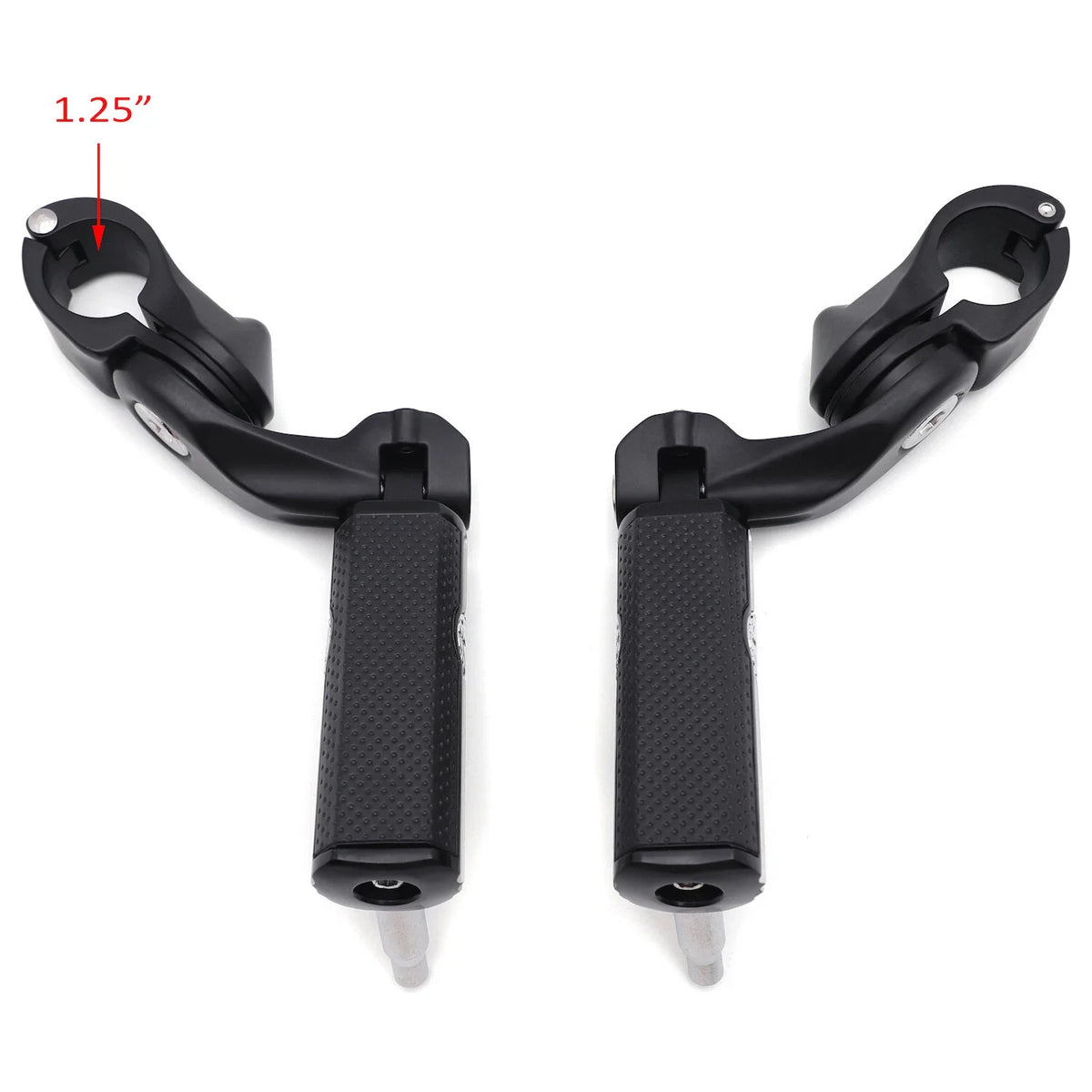 1-1/4" Chrome Black Short Angled Gear Skull Foot Pegs for Motorcycle