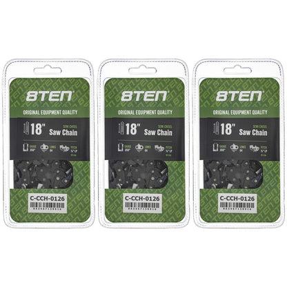 3-Pack Chainsaw Chain 18 Inch .050 3/8 LP 64DL for Dayton (S64-21, S64, H37-64)