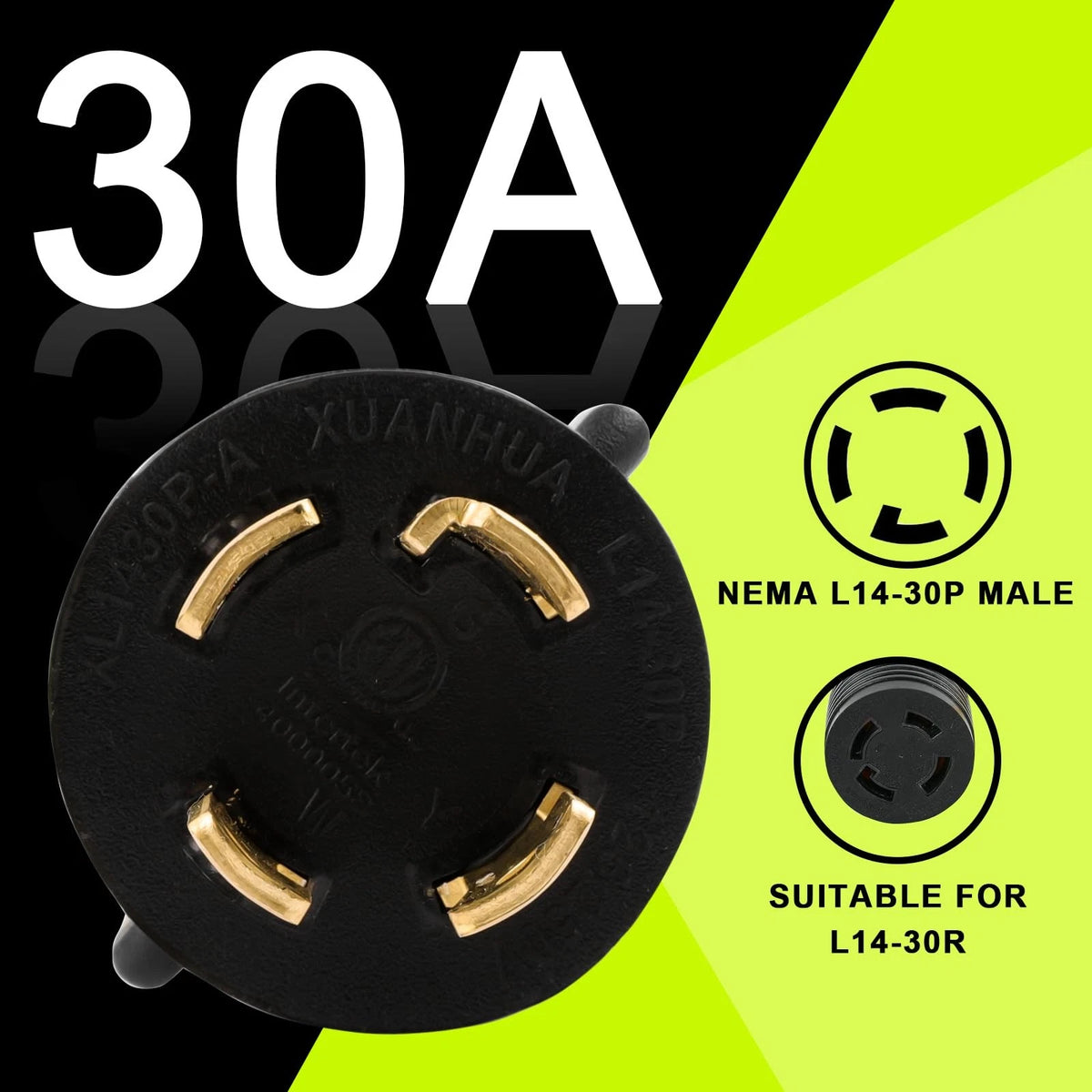 NEMA L14-30P to L6-30R Welder Adapter Cord for