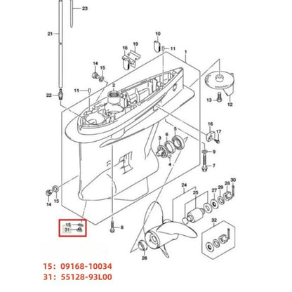 Lower Unit Drain Plug with Gasket for Suzuki (55128-93L00, 18-4703)