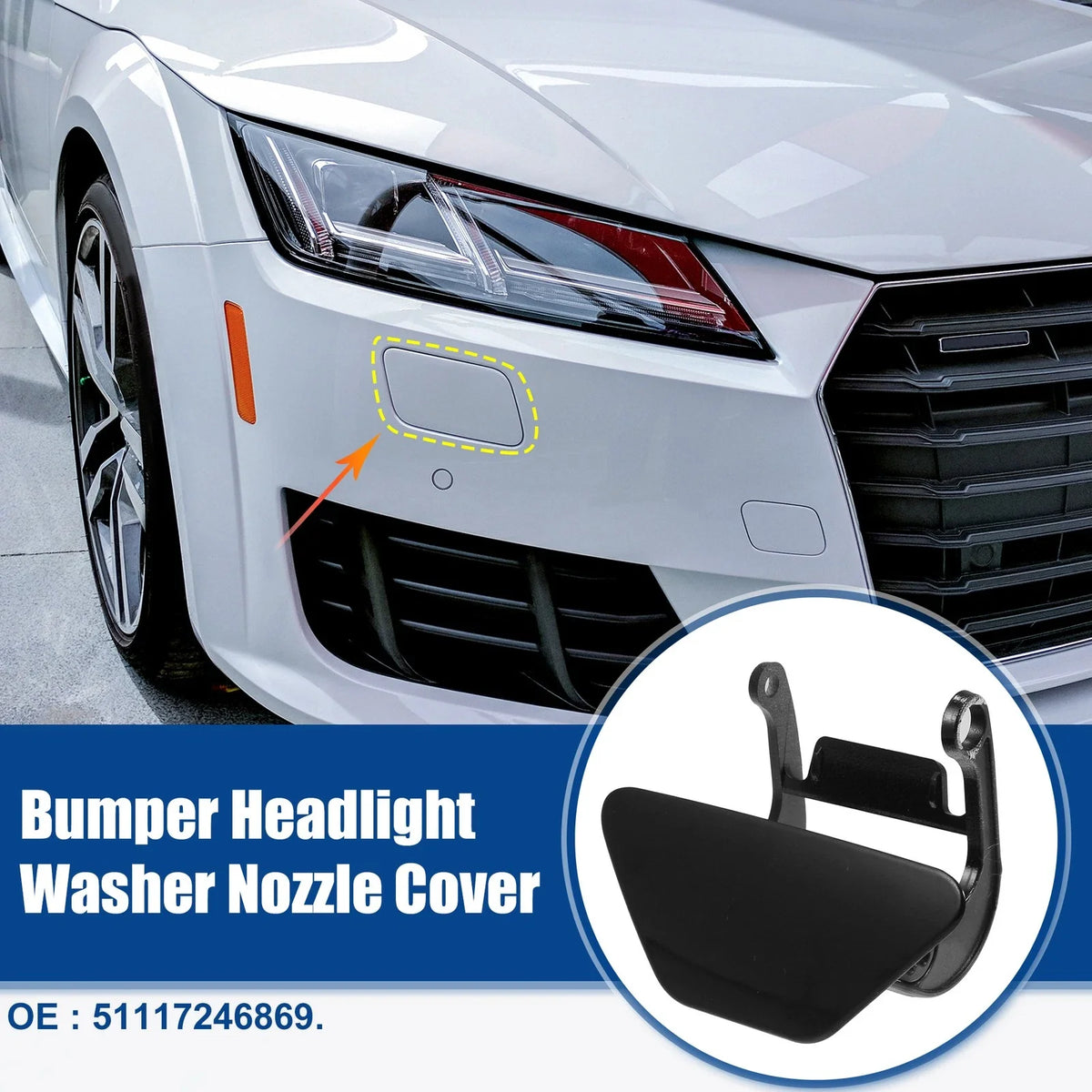 Left Headlight Washer Spray Nozzle Cover Cap for BMW 5 Series F10 Black