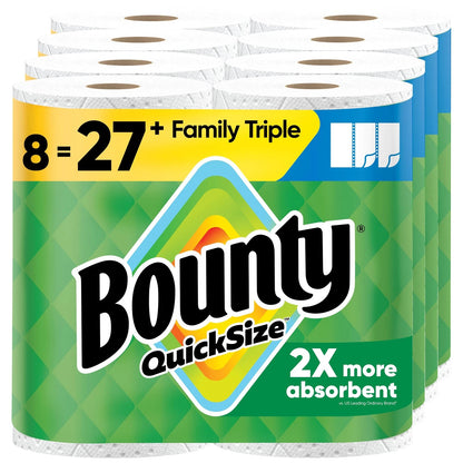 Set of 8 Quick-Size Paper Towels for Family Use (27 Regular Rolls)