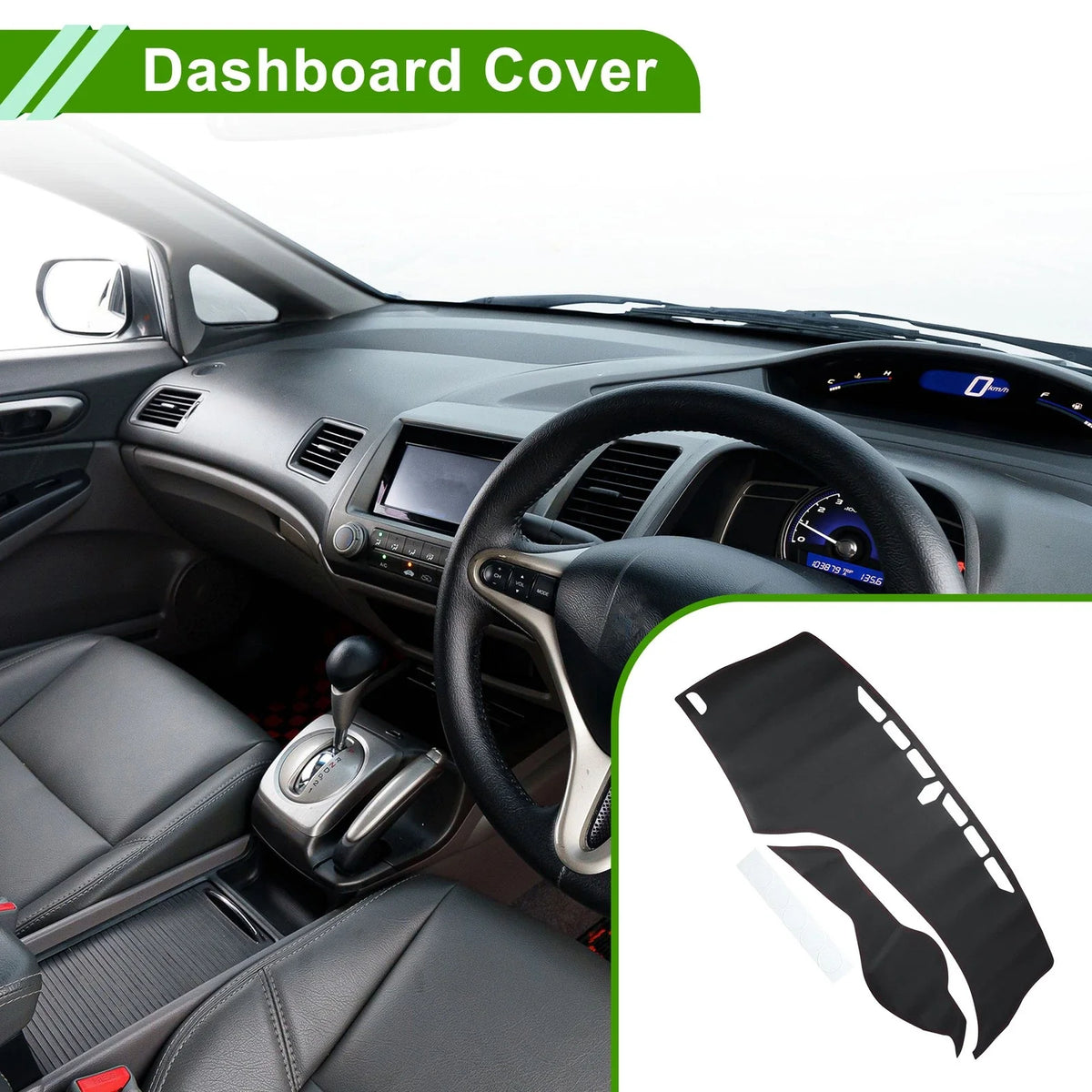 Dashboard Cover for Honda Civic (2012–2015) Dash Mat Carpet Black Red