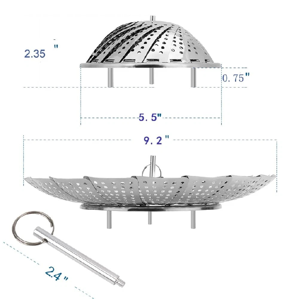 Vegetable Steamer Basket for Small Pots (5.5" to 9.2") - Silver