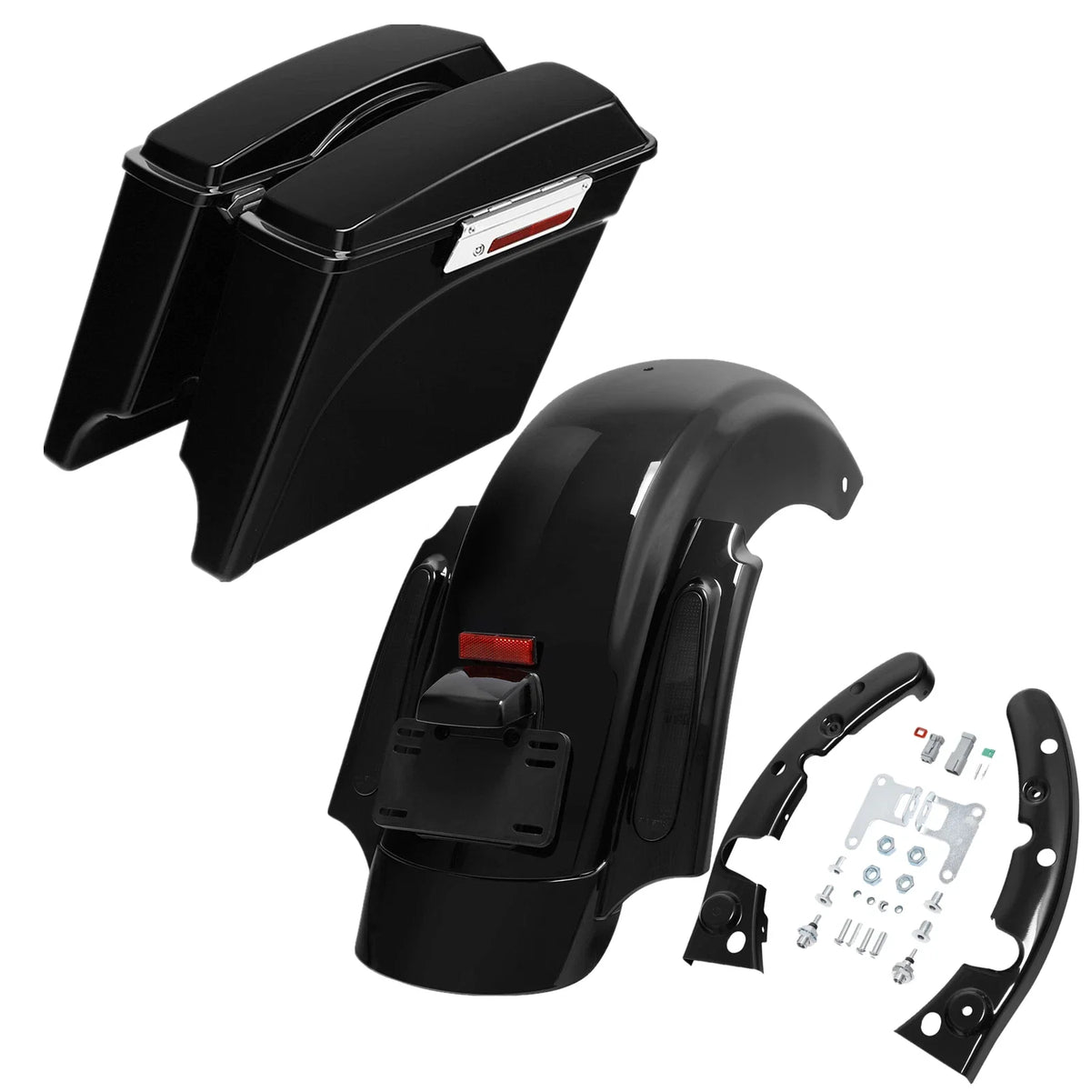5" Stretched Saddle Bags & Rear Fender for Harley CVO Touring Road King (2009–2013)