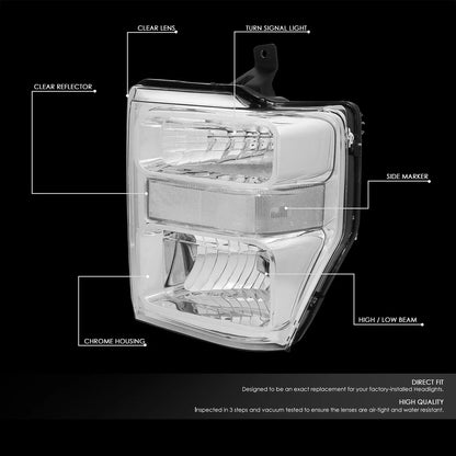 Chrome Clear Headlight + Turn Signal Lamp + OE Bumper Fog Light for SuperDuty (2008–2010)