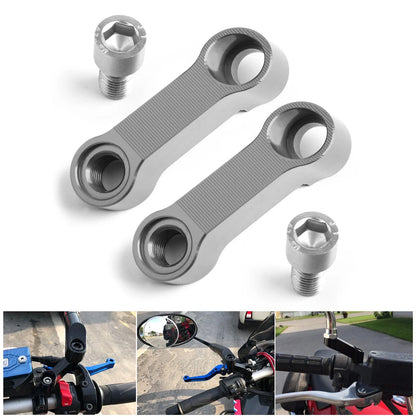 Pair of ALU Motorcycle Mirror Extenders for Honda (10mm)