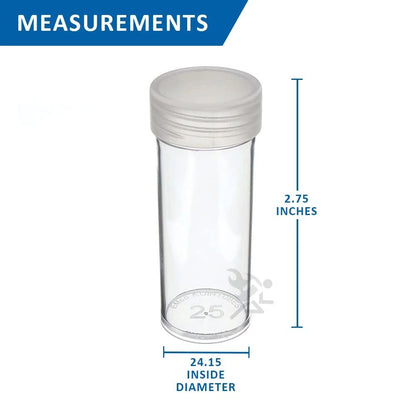 10X Round Clear Plastic Coin Storage Tubes for Quarter Size Coins