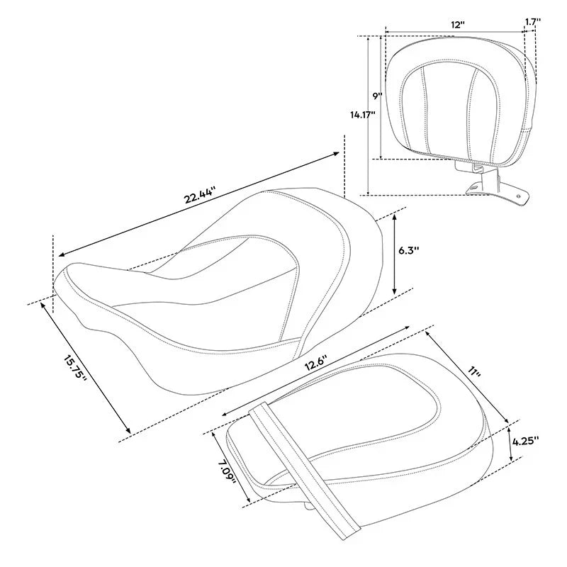 Driver Passenger Seats Backrest for Harley Street Road Glide King (2009–2023)