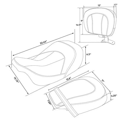 Driver Passenger Seats Backrest for Harley Street Road Glide King (2009–2023)