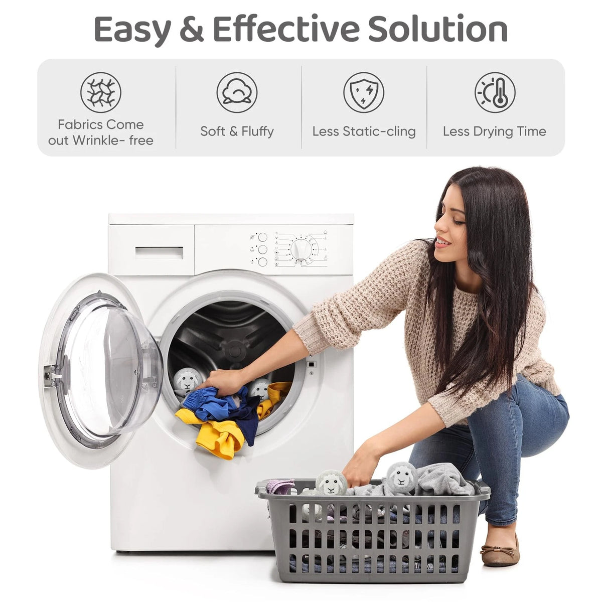 6X Wool Dryer Balls for Laundry (Natural Fabric Softener)