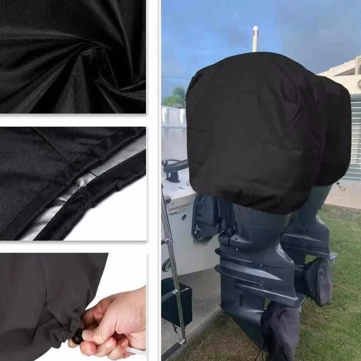 Outboard Motor Cover for 100-150 HP (Waterproof, Black)