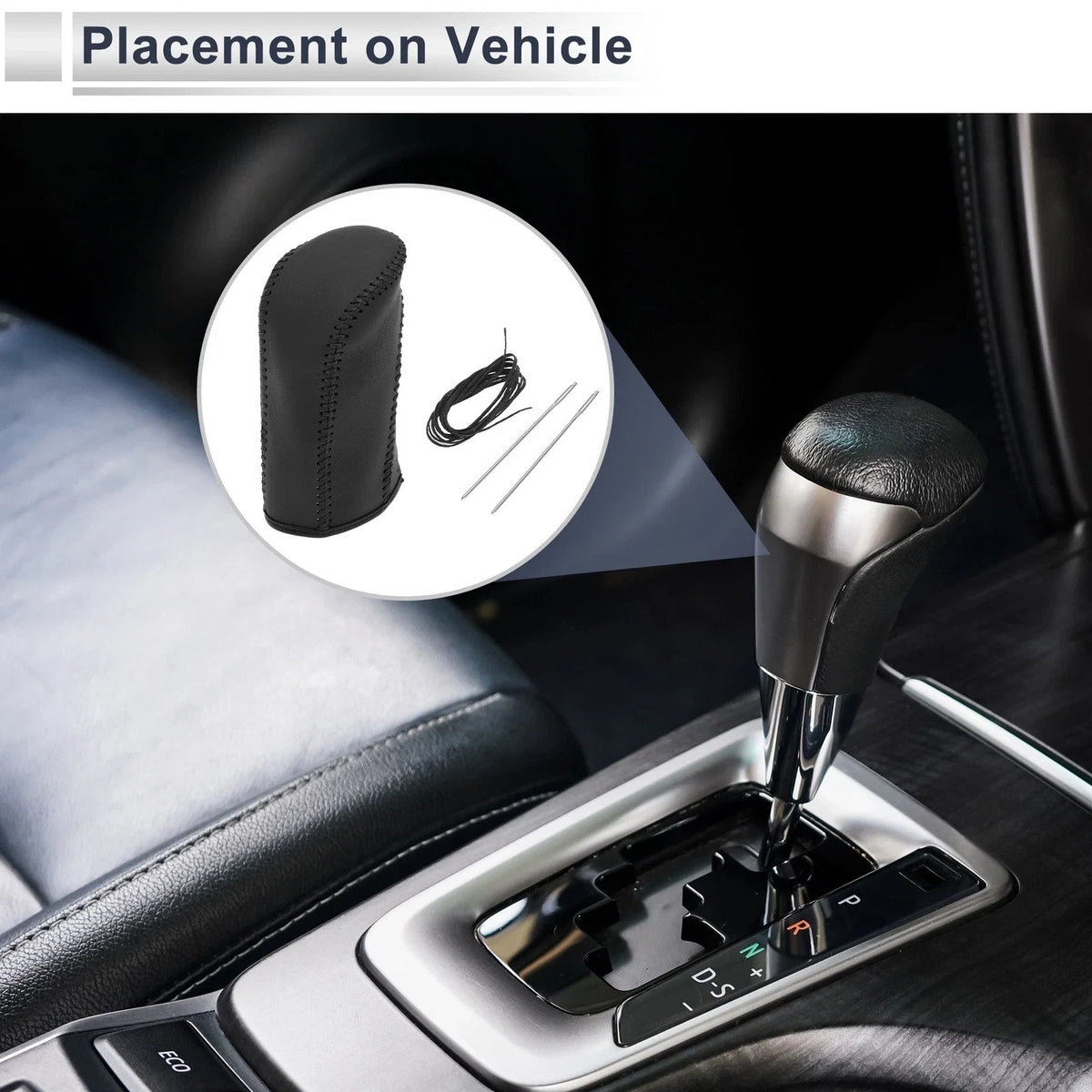 1 Pc Gear Shift Knob Cover for Nissan Tiida (2004–2012) Black Faux Leather