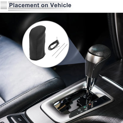1 Pc Gear Shift Knob Cover for Nissan Tiida (2004–2012) Black Faux Leather