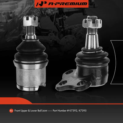 Set of 4 Front Upper & Lower Ball Joints for Dodge Dakota Durango (2000–2004) 5104816AA, 5104816AB, 5104816AD, K7392, K7395